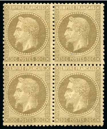 Stamp of France » Empire Lauré 1867, Empire Lauré 30c brun clair en bloc de 4 neuf,