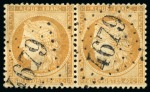 1870, Type Siège 40c orange en paire de 4 retouchés,