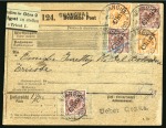 1901 Parcel card form from Shanghai to Trieste franked at 2m80pf rate