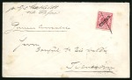 1899 Cover from Shanghai via Chefoo to Tientsin, with 1898 10pf type II, tied by ms cross applied on the "Mathilde"