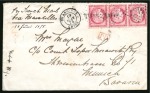 1875 (June 19) Envelope to Munich franked by 1871-75 80c strip of three