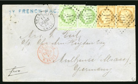 Stamp of China » Foreign Post Offices » French Post Offices 1878 (March 14) Envelope to Mulhouse (then Germany), franked by 1871-75 5c pair and 15c pair