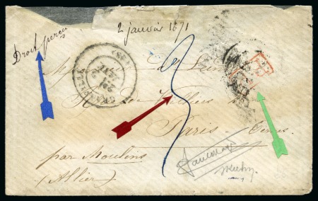 2 janvier 1871, Enveloppe avec mention manuscrite "Par