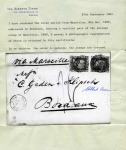 1859 (Dec 8) Wrapper from Port Louis to France with 1859 2d Sherwin vertical pair tied by black void barred ovals