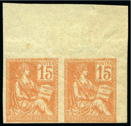 1900-01, Y&T n°117c, 15 centimes orange Type Mouchon,