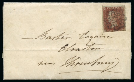 1841 (Aug 8) Entire from with 1841 1d red pl.11 GE tied by clear Wotton-under-Edge distinctive Maltese Cross