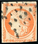 1849, Lot de 2 exemplaires du N°5d 40 centimes orange