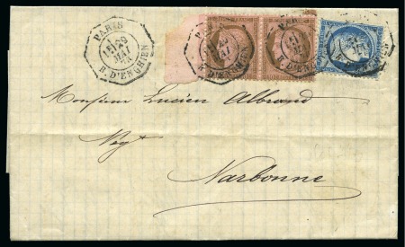 Stamp of France » Emission Cérès 1871-72 1876, Lettre pour Narbonne (Aude) affranchissement