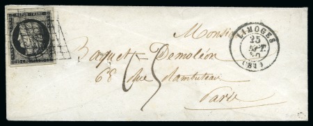 1850, Enveloppe pour Paris affranchissement Cérès