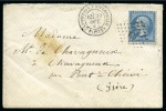 1876, Enveloppe pour Pont-de-Chéruy (Isère) affranchissement