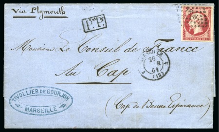 Stamp of France » Empire 1853-1862 1861, Lettre pour Le Cap de Bonne Espérance, tarif
