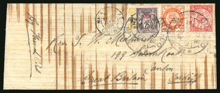 1898 (Jan 18) Envelope from Chefoo to Cardiff paying the rare 7 1/2 cents "differential tariff" 