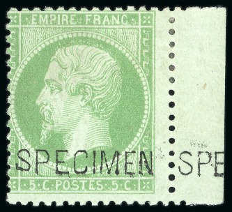 Stamp of France » Empire 1853-1862 1862, N° 20 surchargé SPECIMEN 5c NAPOLEON Neuf N*