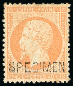 Stamp of France » Empire 1853-1862 1862, N° 23d 40c Empire dentelé surchargé SPECIMEN