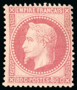 1867, N° 32 80 centimes rose Empire Lauré NEUF N*,