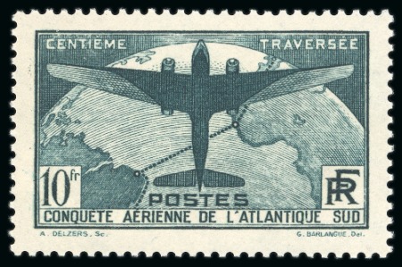 1936, Y&T n°321 10 francs ATLANTIQUE SUD **, TB, cote