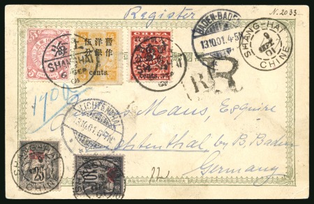 Stamp of China » Chinese Empire (1878-1949) » 1897 Red Revenues 1901 (Sept 7) Commercial envelope ("ANZ & Co") to Germany via the French P.O. with Red Revenue Small Figure 4c