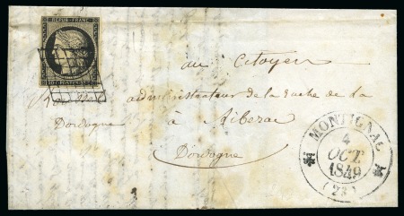 1849, Lettre pour Ribérac (Dordogne) affranchissement