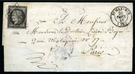 Stamp of France » Type Cérès de 1849-1850 1849, Lettre pour Paris affranchissement Cérès 20