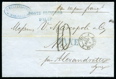 1857, Lettre du 8 janvier de Marseille pour Alep, cachet