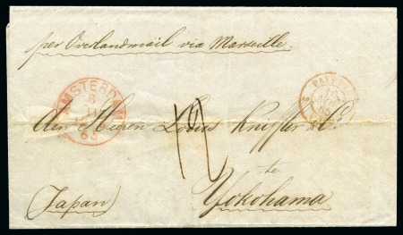 Stamp of Japan » Foreign Post Offices » French Post Office 1865 (Nov 8) Incoming and very early cover from Amsterdam to Yokohama through the French P.O.