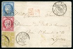 Stamp of Japan » Foreign Post Offices » French Post Office 1875 (Sept 21) Opened envelope from Tokyo to Lyon, a rare and fascinating mixed-franking including an exceedingly scarce overpaid French franking