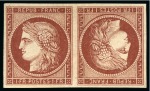 Stamp of France » Type Cérès de 1849-1850 Extraordinaire paire tête-bêche Cérès 1 franc CARMIN-BRUN,