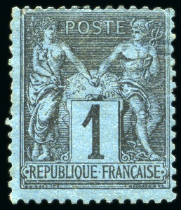 1880, Type Sage 1 centimes BLEU DE PRUSSE neuf sans