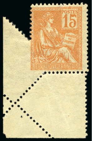 1900-01, Type Mouchon 15 centimes orange ** en coin