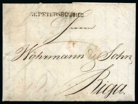 Stamp of Russia » Russia Imperial Pre-Stamp Postal History 1807 Entire to Riga with clear "ST. PETERSBOVRG" handstamp at top