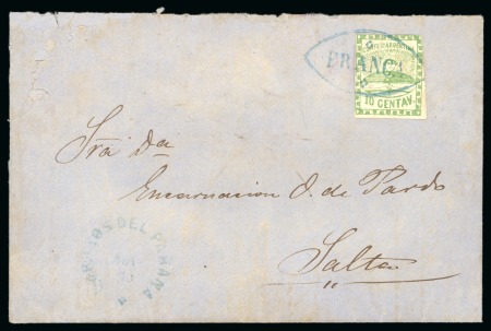 Stamp of Argentina » General issues 1858 10c dark green on cover