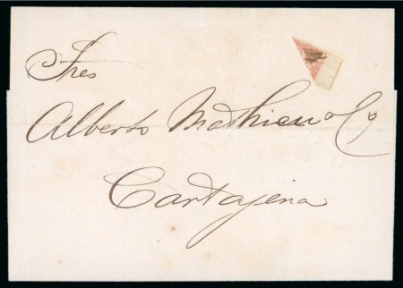 Stamp of Colombia » States - Bolivar 1863-66 10c red, diagonal half with sheet margin on cover