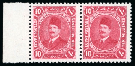 1922 Essays of Harrison 10m red, left marginal perforated