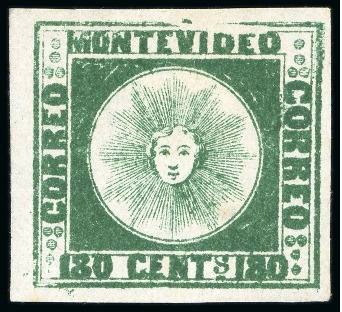 Stamp of Uruguay 1858 180c dark green, type 12