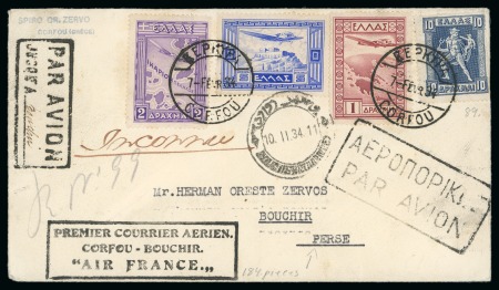 1934 (Feb 7) Corfu-Bushire Air France Airmail cover