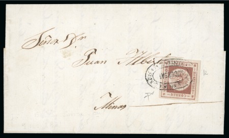 Stamp of Uruguay 1860 60c reddish brown, type 12, on cover used with "Sucursal"