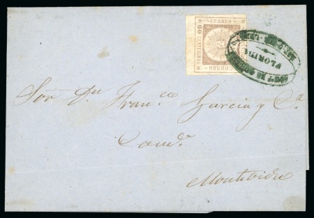 Stamp of Uruguay 1860 60c brown lilac on cover with hs of Florida in green