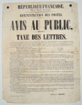 1848, Extraordinaire archive de 2 affiches de l'Administration