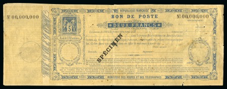 Bon de Poste Type Sage 5 centimes bleu, F1, 2 francs,