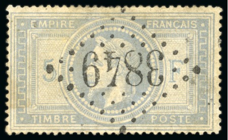 1869, Empire Lauré 5 francs violet-gris avec rare