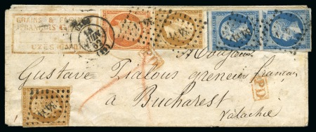 Stamp of France » Empire 1853-1862 ROUMANIE 1862, Lettre tricolore d'Uzès (Gard) pour