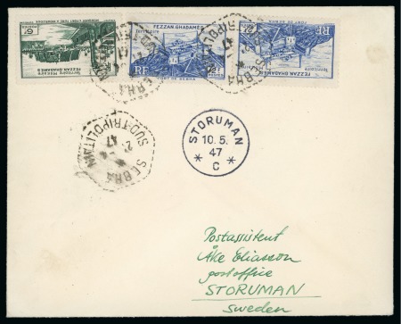 Stamp of Libya 1947 & 1952, Two covers incl. 1947 French Fezzan franking to Sweden tied by "SEBHA / SUD-TRIPOLITAIN" hexagonal ds