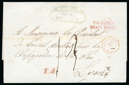 1855 (May 1) Entire from Cephalonia to France with scroll despatch ds at top