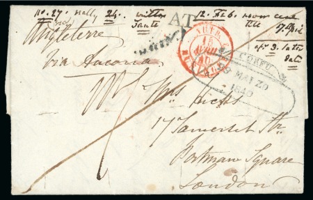 Stamp of Greece » Ionian Islands Zakynthos 1840 (Mar 27) Entire from Zante to England, scroll-type despatch bs 