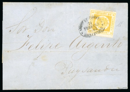 Stamp of Uruguay 1861 80c yellow, reconstruction of the 12 types in 10 covers and 2 covers front/part coveran incredible group of ten covers,