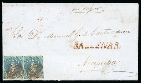 1856 Cover to Peru with Desmadryl 10c (29) and Ballenar hs in red