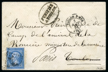 1863, Enveloppe affranchie 20c Empire dentelé oblitéré