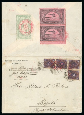 1922 (Dec) Barranquilla-Bogota Scheduled Flight. Germany-Scadta mixed franking including the 30c and 50c