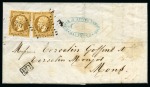 1854, Lettre de Maubeuge pour Mons (Belgique) affranchissement
