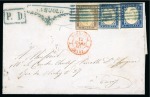 Cisappennino Modenese, a unique item sent abroad with postal fraud and very rare Sardinia 10c+20c (2) franking
